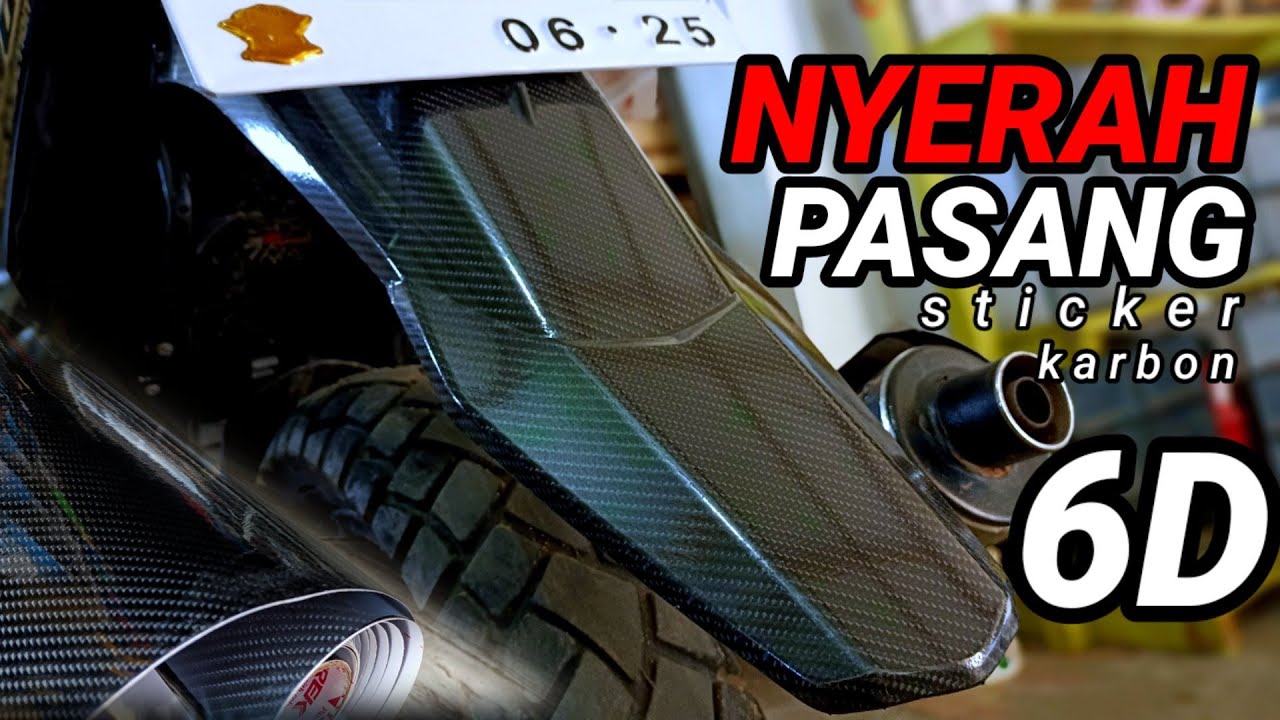 Pasang sticker karbon 6D spakbor belakang Vixion