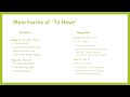 Lesson 9 TopTopicTo have verbs