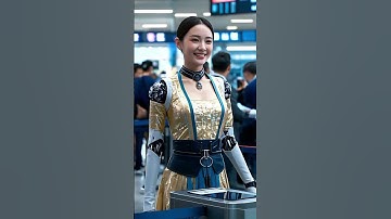 ✈️ AI Girl Robot Airport Service – The Future of Travel Assistance! #Robots