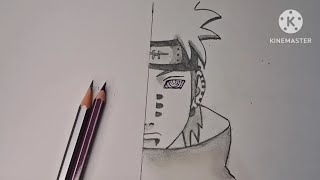 How to draw half face of Pain from Naruto easy to draw step by step