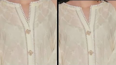 Designer V placket neck with joint lace  2023- This beautiful neck design features seerhi lace!