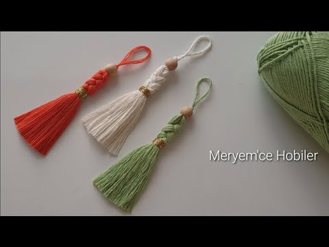 Makrome İp İle Şahane Püskül Yapılışı/DIY Braid tassels | How to make braided tassels tutorial