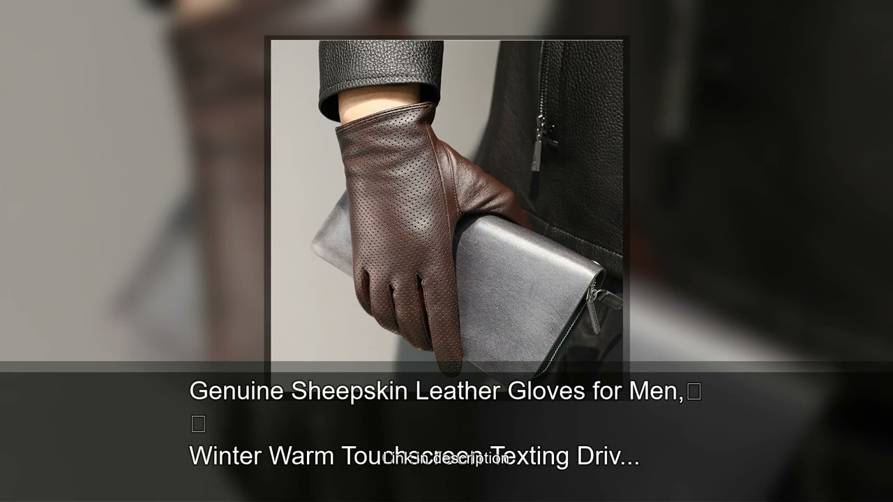 Genuine Sheepskin Leather Gloves for Men, Winter Warm Touchscreen Texting Driving Cycling Motor