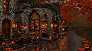 The Bookshop Glowing on a Quiet Halloween Night | Dark Academia Piano & Autumn Ambience