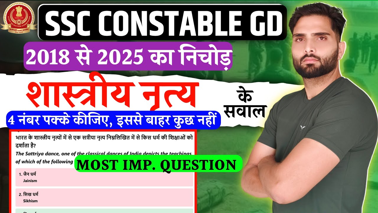 SSC Constable GD 2018-2025 Shastriya Nritya Questions | Static GK for SSC GD by Chirag Classes