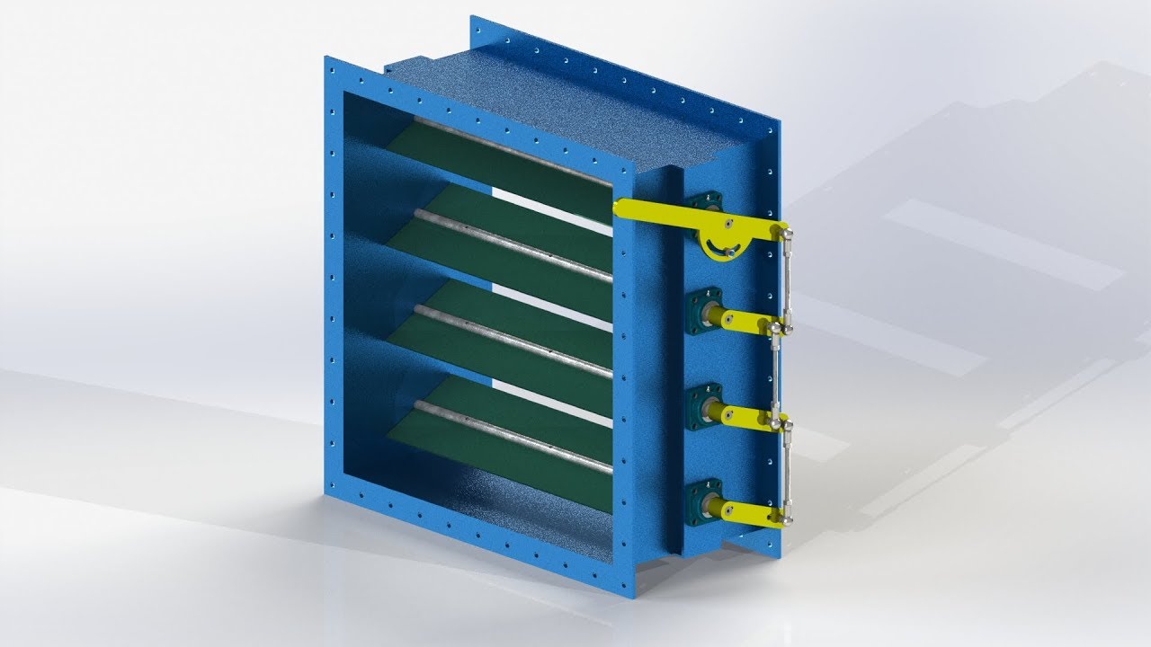 4 Blade Rectangular Duct Damper Part 4 Assembly SOLIDWORKS