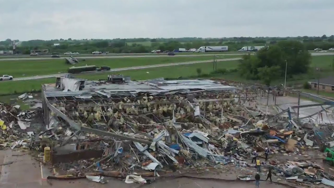 Significant damage caused by a tornado in Marietta, Oklahoma YouTube