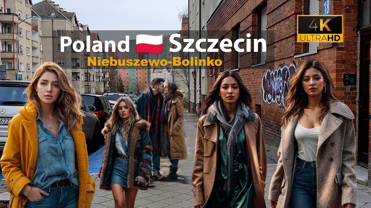 🚶 Street  walk Niebuszewo-Bolinko - Szczecin 🇵🇱 Poland - February - 2024- 4k