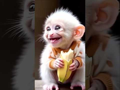 قرد مشاكس قرد يأكل موز مضحك قرد كيوت قرد لطيف 