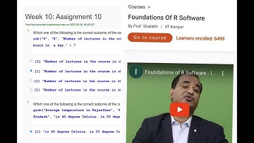 Foundation of R Software Week 10 Assignment Answers || Assignment 10 || NPTEL || July 2023