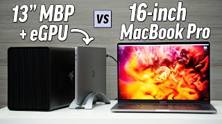 We connected a 5700xt egpu to the 2020 macbook pro 13" see if it
performs better than base 16" pro. these real-world editing results
are shock...