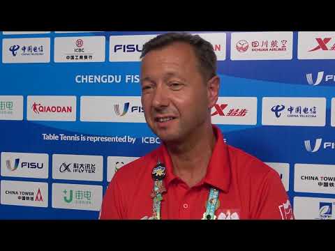 Chengdu 2023. Trener Akademickiej Reprezentacji Polski kobiet Rafał Michalak po meczu z Rumunią