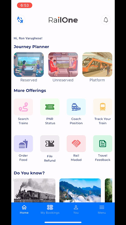 RailOne App - Centralised App from Indian Railways