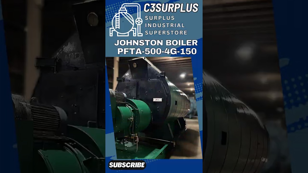 Used 500 HP Johnston Boiler Co  150 PSI Steam Boiler 1989 Model PFTA-500-4G-150