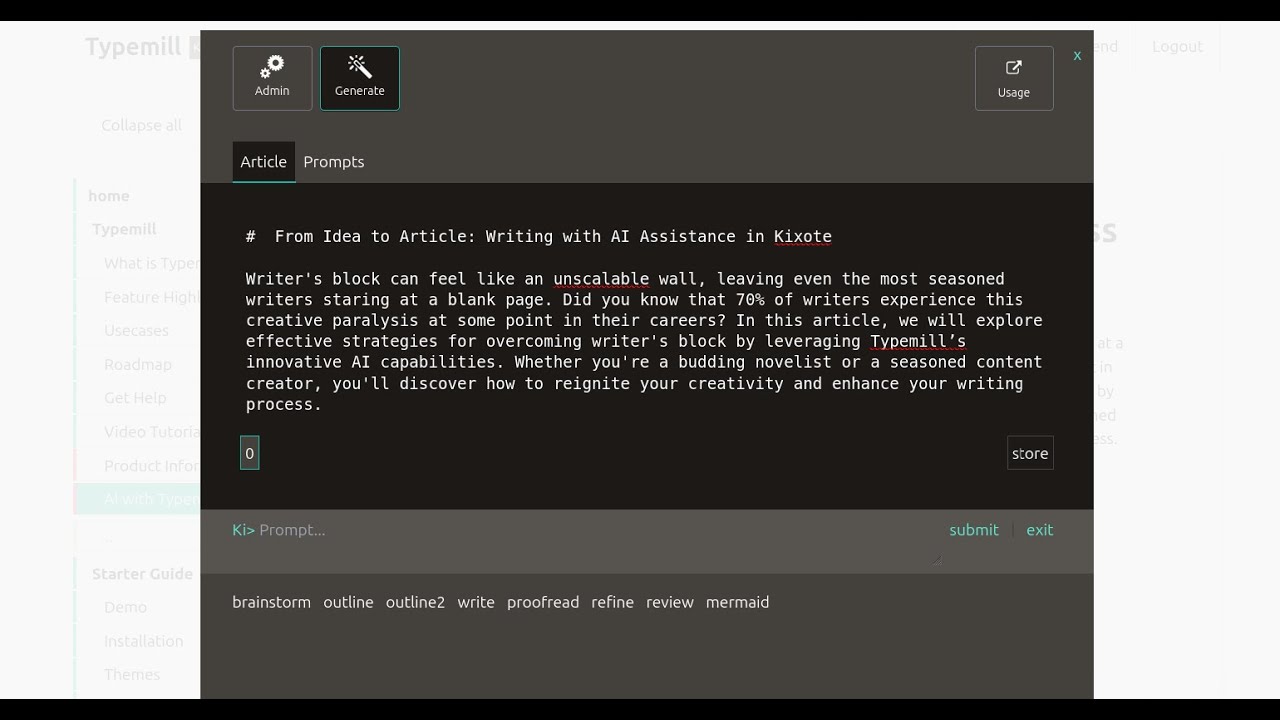 From Idea to Article: Writing with AI Assistance in Kixote (Typemill CMS)