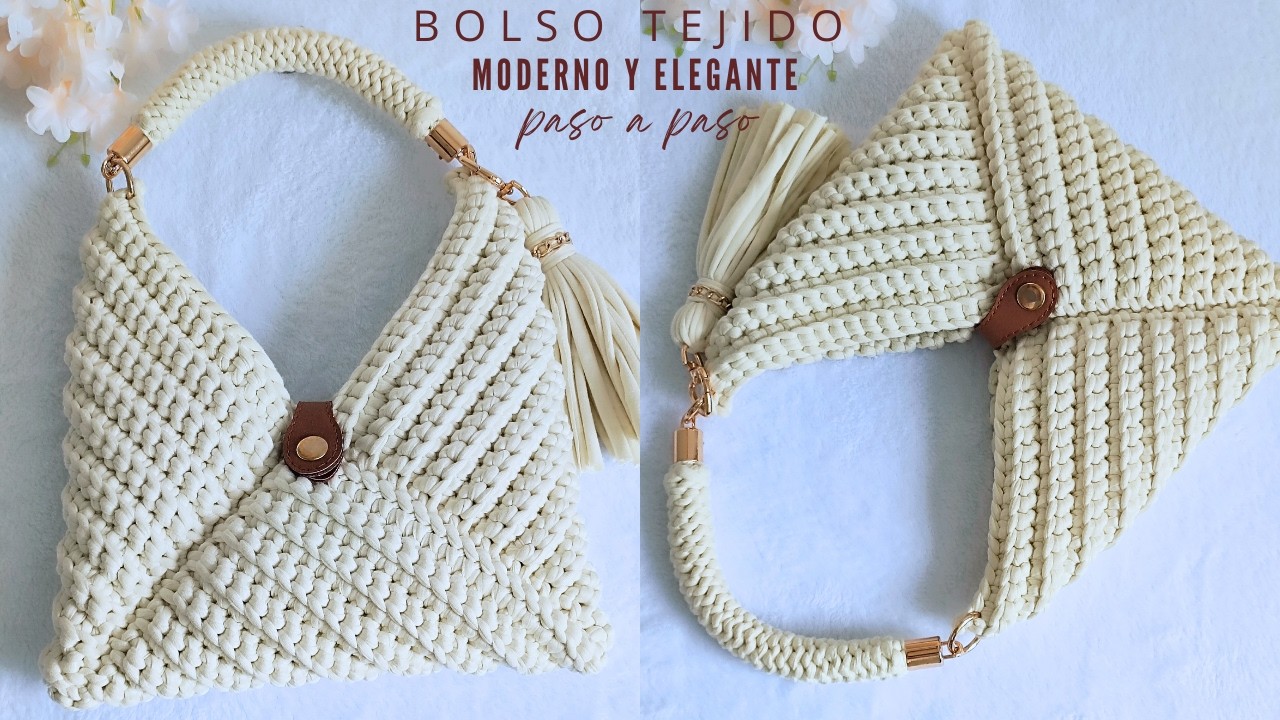 🔥ТРЕУГОЛЬНАЯ СУМКА, СВЯЗАННАЯ КРЮЧКОМ | Элегантная, современная и простая для начинающих