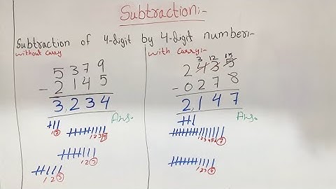 Subtraction 4-Digit By 4-Digit Number | Subtract 4-digits number | with or without carry question