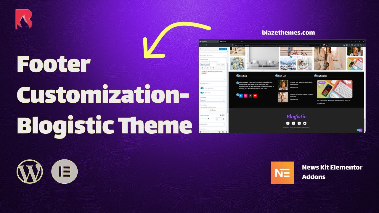 Footer Customization - Blogistic Theme - YouTube