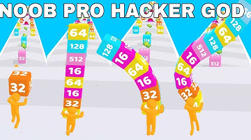 NOOB VS PRO VS HACKER VS GOD   in Cube Run 2048