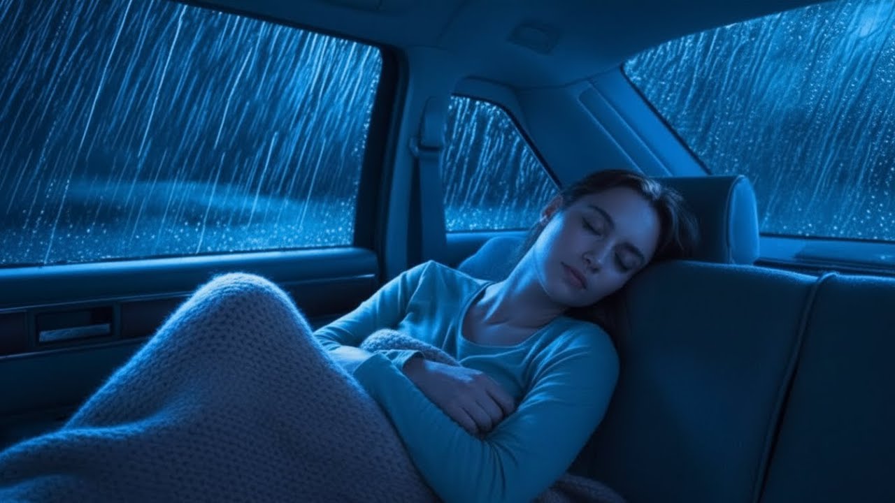 Asleep in 3 Minutes with Heavy Rain & Strong Thunder Pounding on the Car in Dark Forest at Night