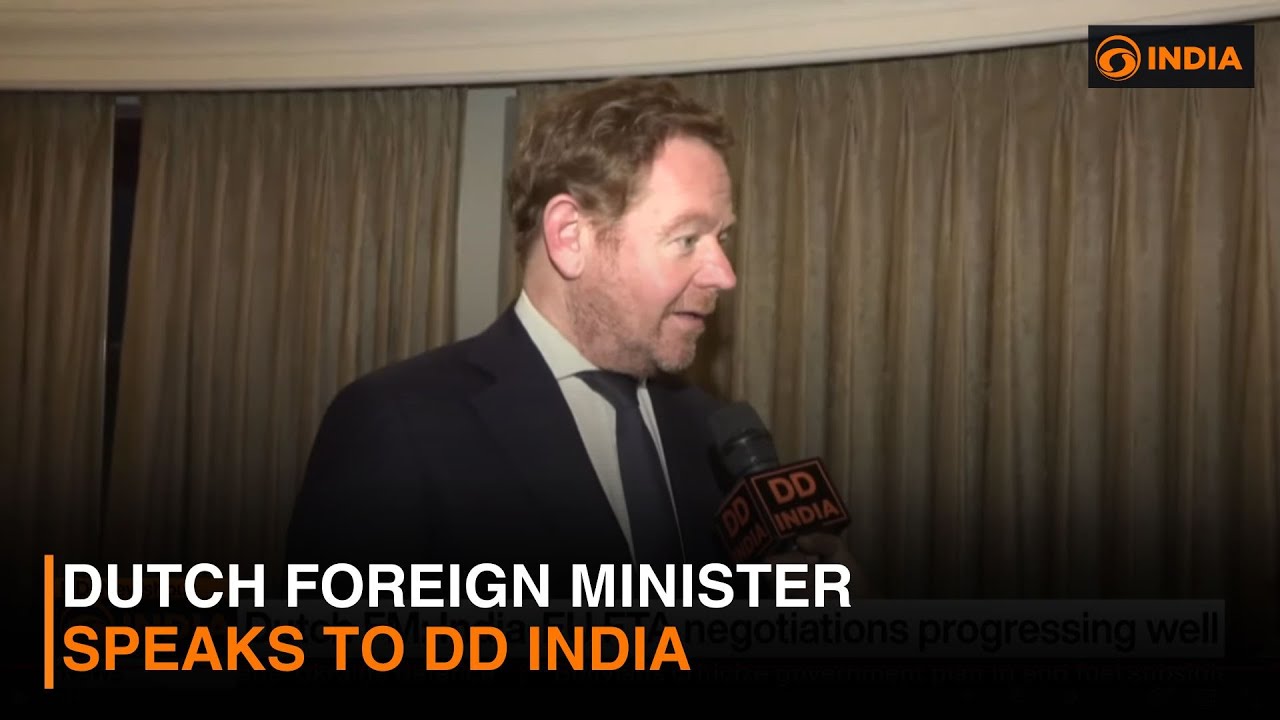 Dutch Foreign Minister David van Weel speaks to DD India