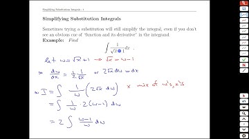 Unit 10-11 Simplifying Substitutions Integrals - MATH 121