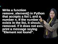 Program to remove an element from a list | How to write programs in python