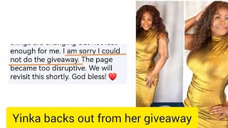 Yinka theisen cancels giveaway after bank failed to approve her loan, as she gives flimsy excuses..