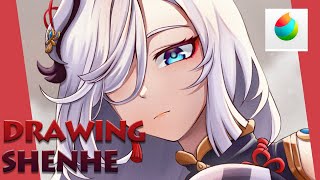 Drawing Shenhe From Genshin Impact Medibang Paint Pro Digital Painting Abs Art