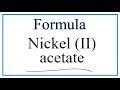 Nickel 2 Acetate Concepts