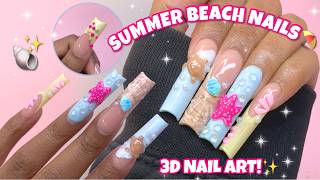 SUMMER BEACH NAILS LAZY GRIL METHOD! ✨ 3D STARFISH & SEA TURTLE + MELODY SUSIE NAIL DRYER