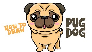 How to Draw a Cartoon Pug Dog (step by step)