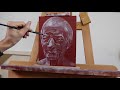 Portrait painting tutorial Part 2: Black and white under-paintng in tempera paint