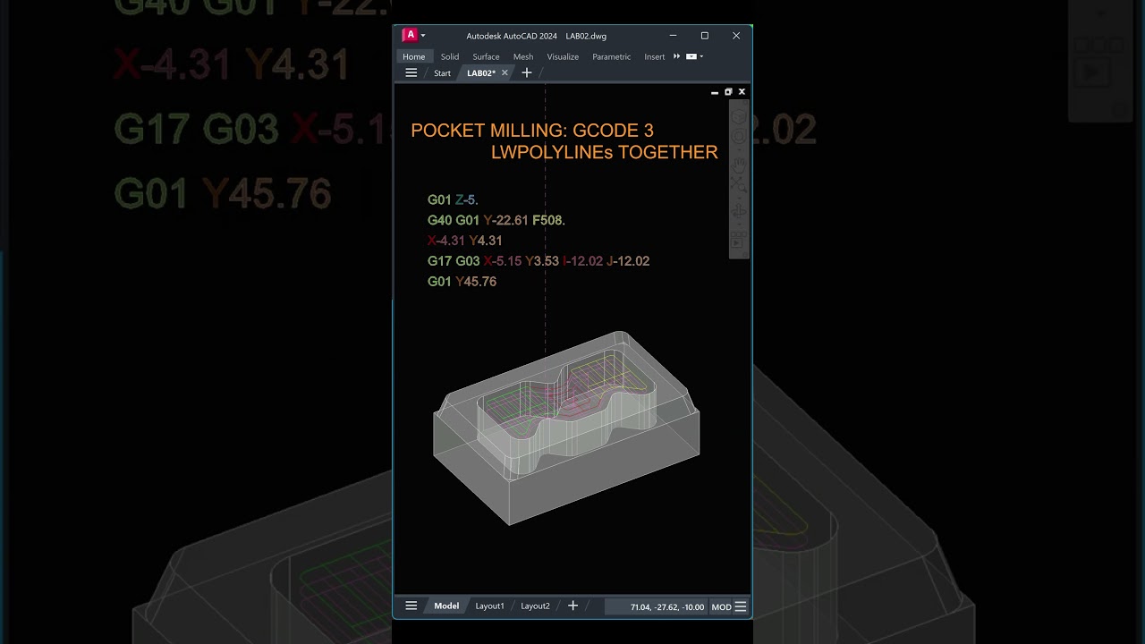 SUB08 - POCKET MILLING: GCODE 3 LWPOLYLINEs TOGETHER 