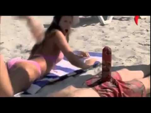 Naked and Funny Big Penis on Beach