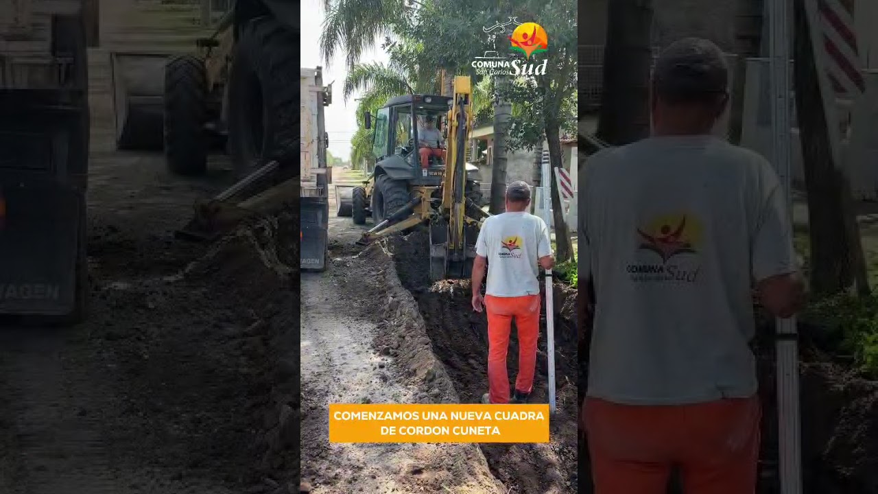 Comenzaron con los trabajos para la ejecución de una nueva cuadra de cordón cuneta en San Carlos Sud