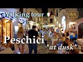 Peschici at dusk (Puglia), Italy【Walking Tour】With Captions - 4K