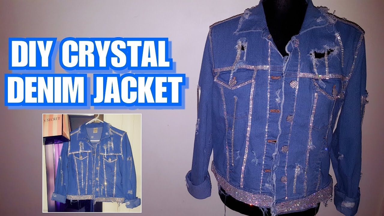 blue jean jacket with rhinestones