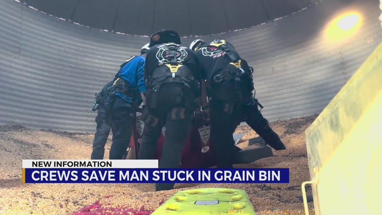 First responders rescue man from Ethridge grain bin - YouTube