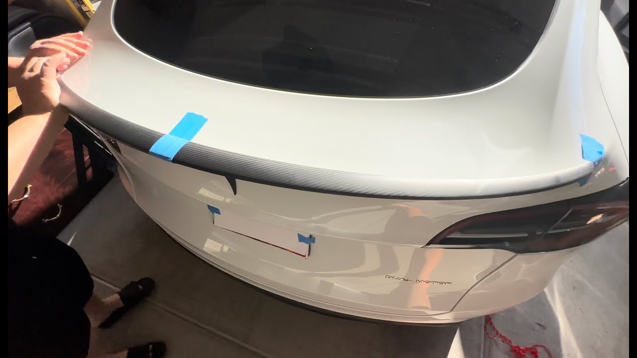 Tesla Rear Lid Carbon Fiber Spoiler Installation Video For My 2023