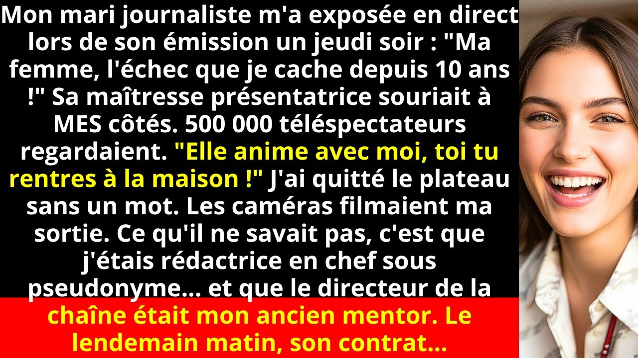 Mon mari journaliste m'a exposée en direct lors de son émission un jeudi soir : 