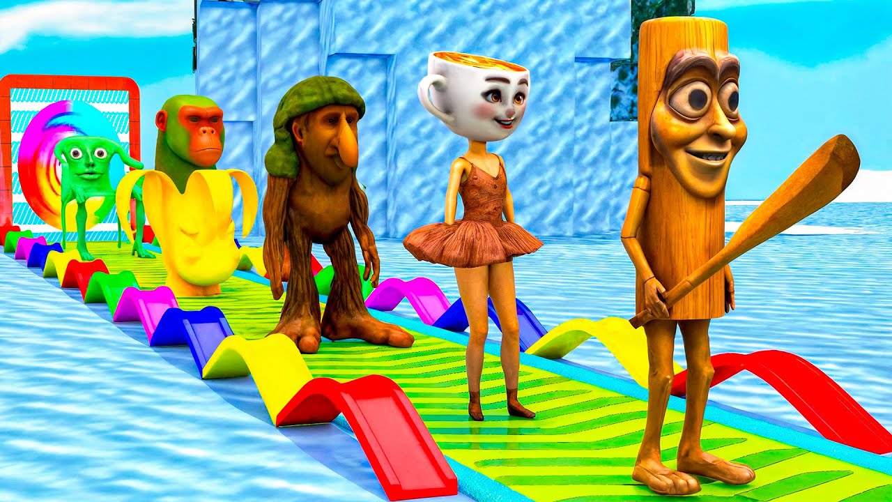 Long Slide Game With Cow Elephant Gorilla Hippopotamus Tiger 3d Animal Game Funny 3d Animals