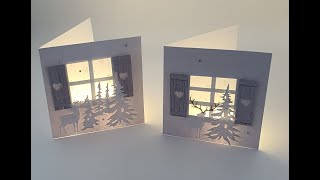 Teelichtkarte mit Fensterläden