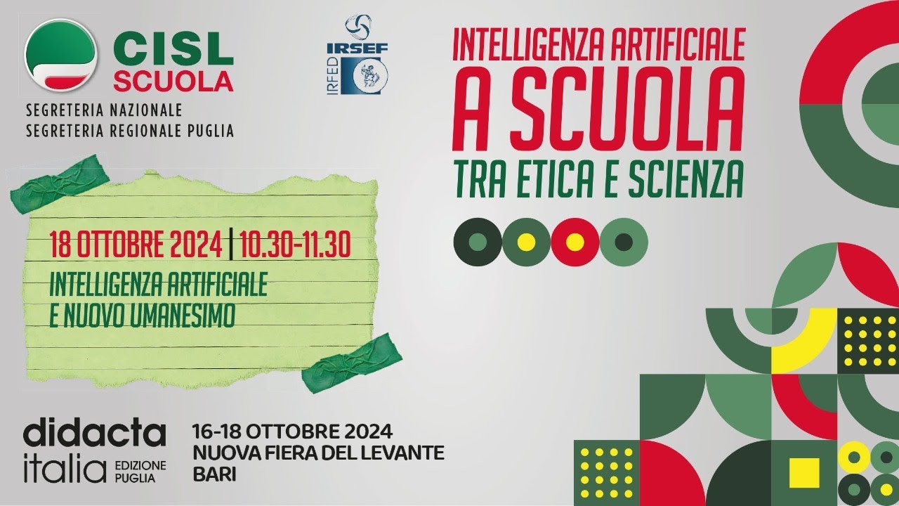 DIDACTA PUGLIA 2024 - INTELLIGENZA ARTIFICIALE E NUOVO UMANESIMO - YouTube