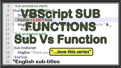 VBScript Sub vs Function - VBScript - Invoke Vbscript - Vbscript Sub - Learn Vbscript-Run Vb Script