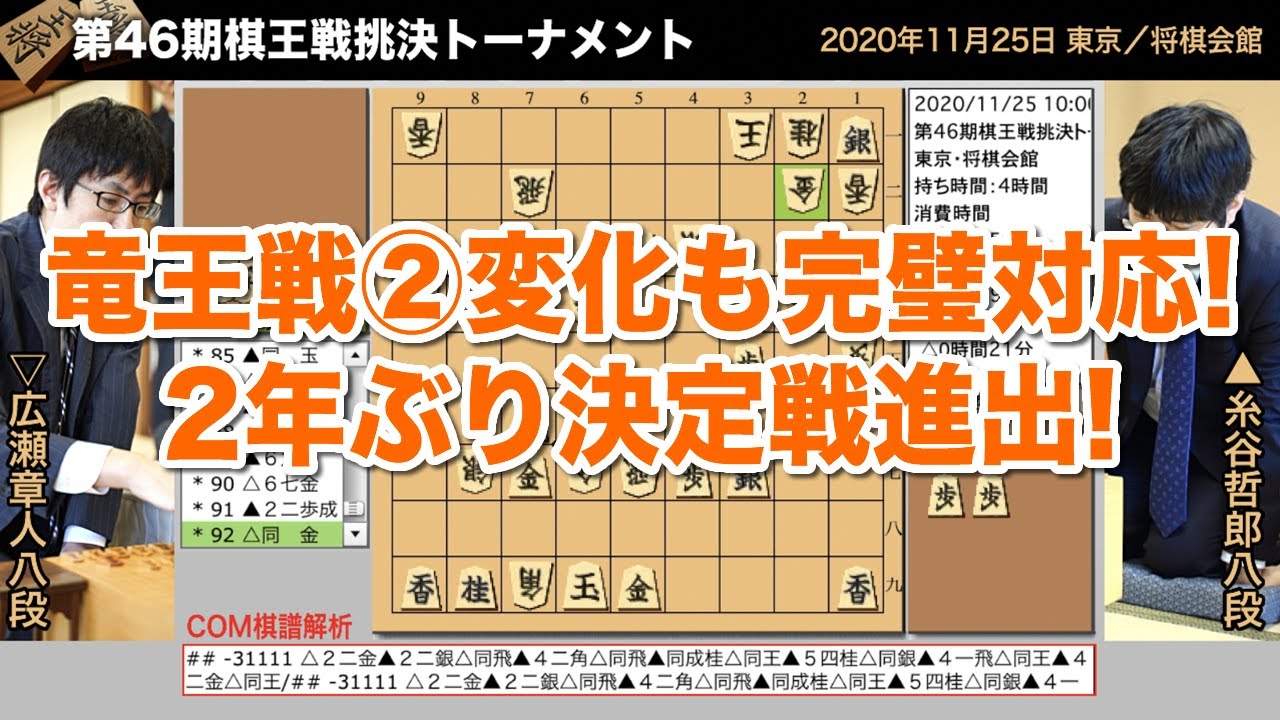 第46期棋王戦挑決トーナメント 糸谷哲郎八段 広瀬章人八段 将棋棋譜 Youtube