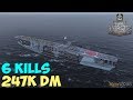 World of WarShips | Kaga | 6 KILLS | 247K Damage - Replay Gameplay 4K 60 fps