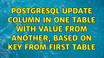 PostgreSQL update column in one table with value from another, based on key from first table