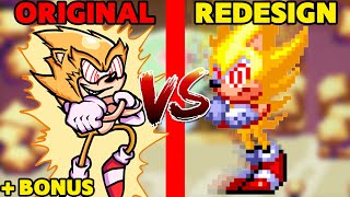 FNF': Vs Sonic.exe 2.0 - Chaos (Original VS Redesign 2) (fleetway sonic original vs fanmade + bonus)