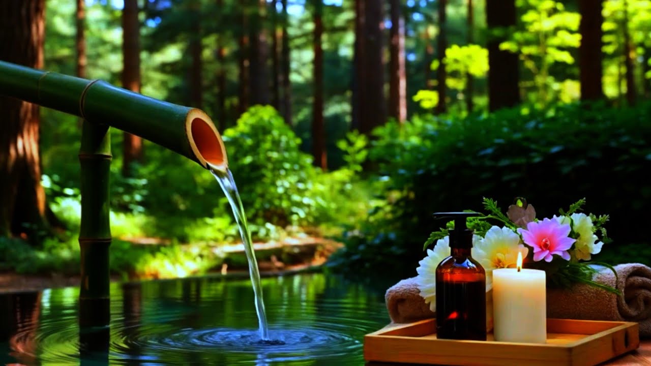Relaxing Bamboo Fountain & Soft Piano | Healing Nature Sounds for Stress Relief”